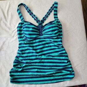 Oh Baby by Motherhood Striped Blue and Green Bikini top